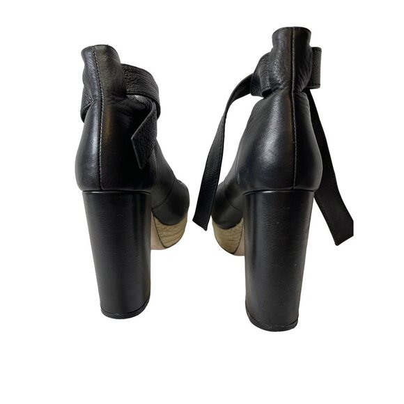 For Love & Lemons x Raye Harper Leather Ankle Strap Heel Black Sz 36 - Picture 5 of 8